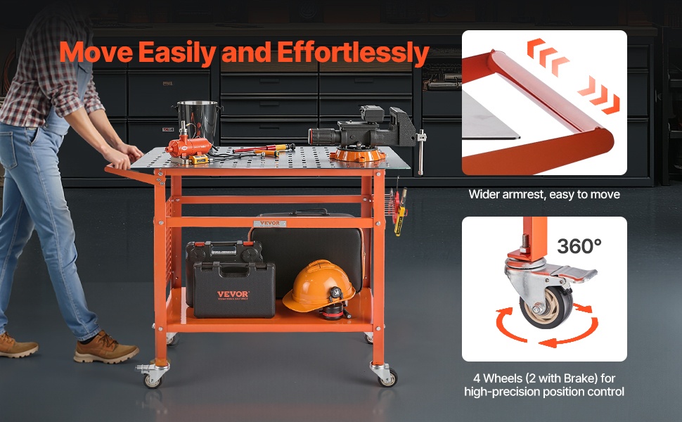 Hitsauspöydän pyörät ja jarrut