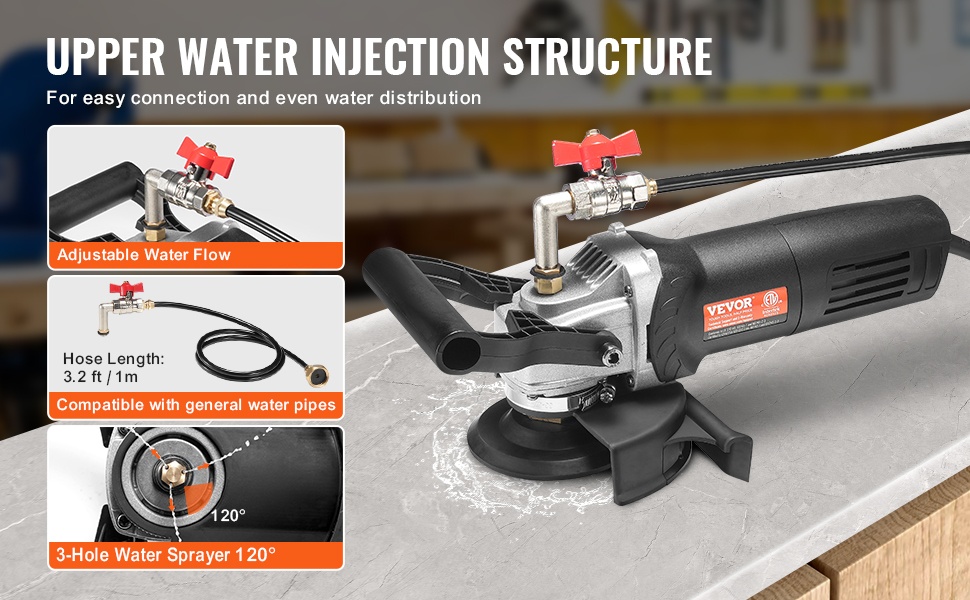Säädettävä vesipää märkähiomakoneessa