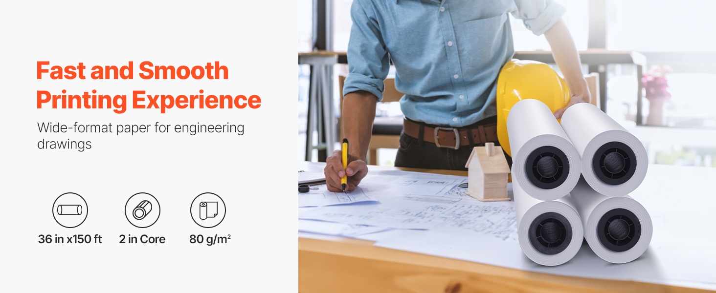Leveä tulostuspaperirulla 24 in / 609.6 mm