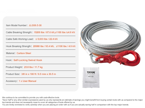 Synteettinen vinssiköysi osineen