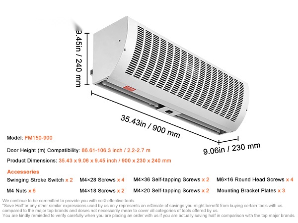 Ilmasuoja oviaukon yläpuolella