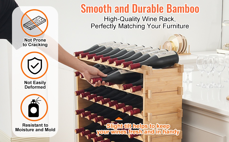 Luonnollisesta bambusta tehty tukeva viiniteline