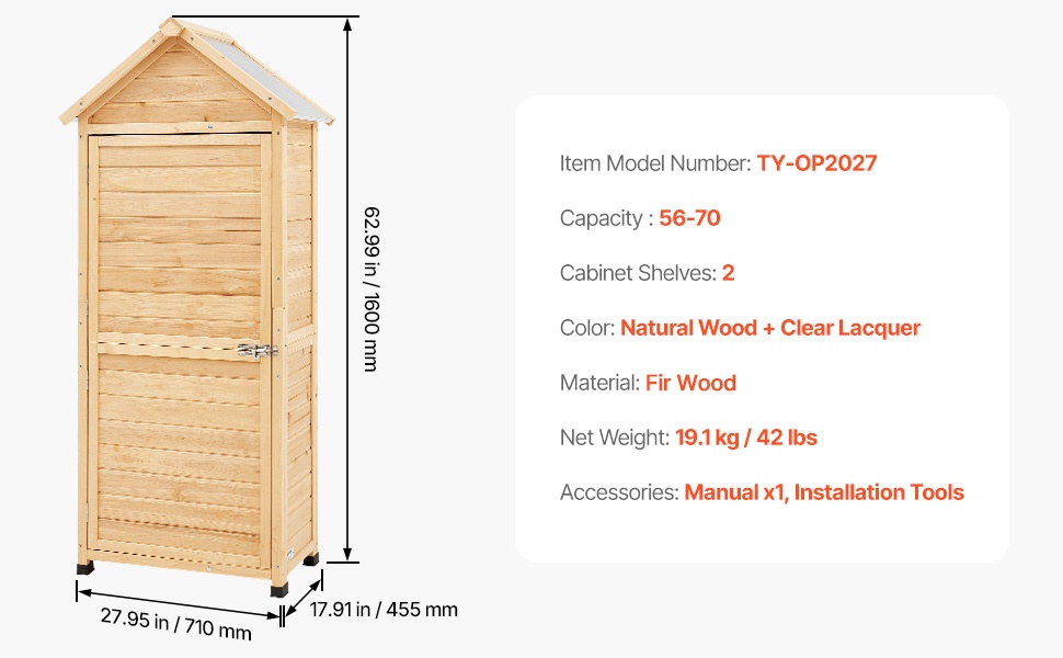 Puinen säilytyskaappi puutarhakäytössä