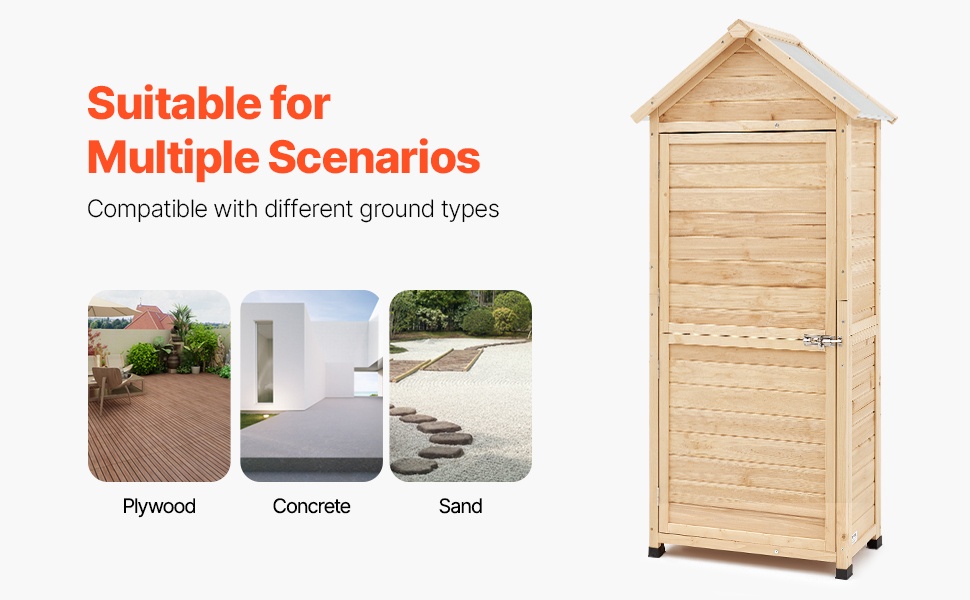 Säädettävät jalat ulkovarastokopissa