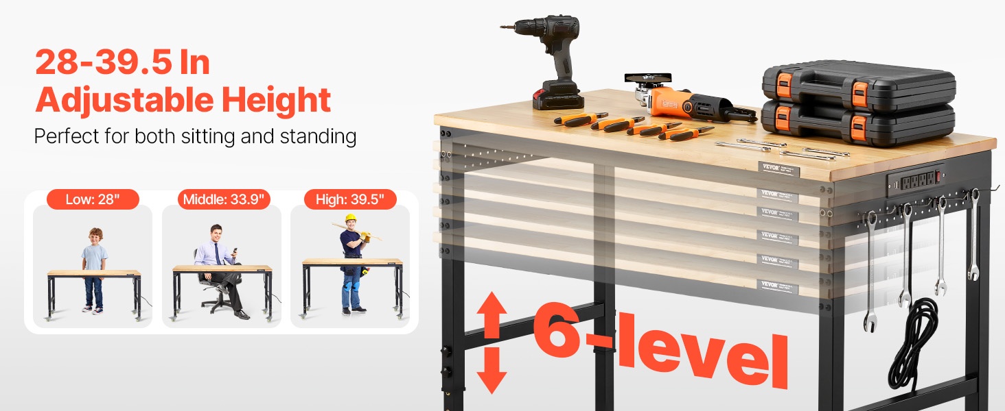 Säädettävä korkeus ja tukeva runko