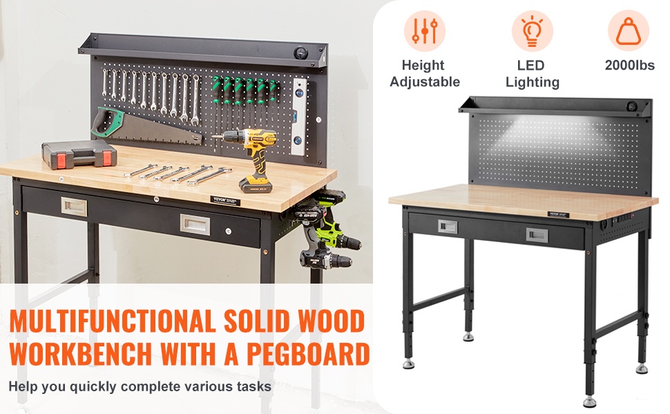 Säädettävä massiivipuutyöpöytä