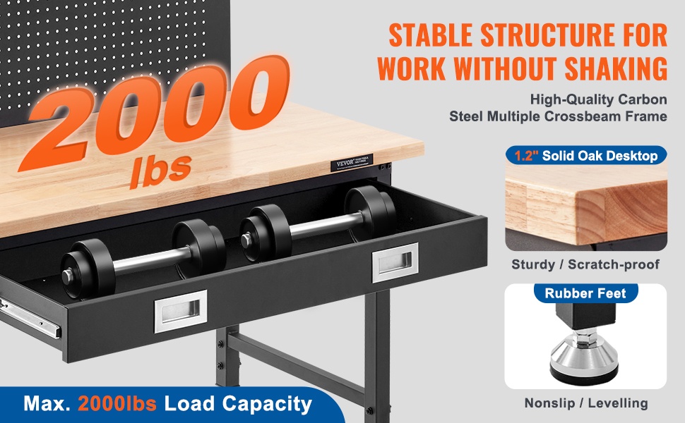 Hiiliteräsrunko ja tamminen työpöytätaso