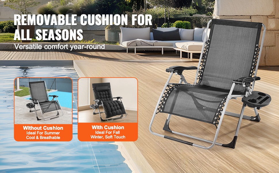 Irrotettava puuvillatyyny zero gravity -tuolissa