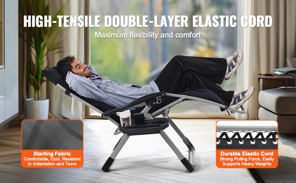 Teräsrunko ja kangas zero gravity -tuolissa